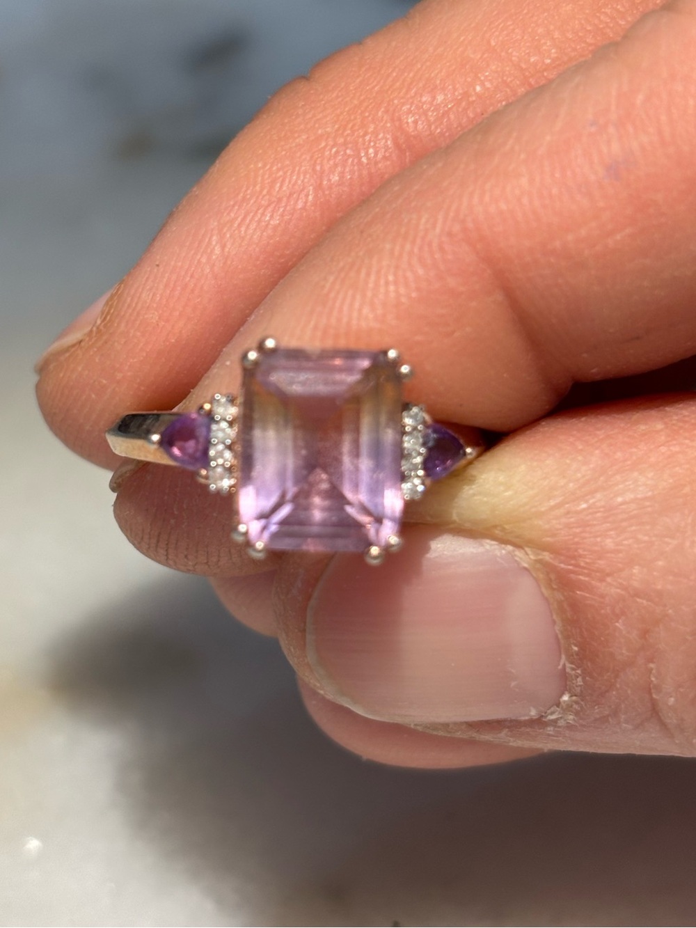 Vintage Ametrine & Multi Gemstone Ring Vermeil Rose Gold Over Sterling Silver - Picture 9 of 11